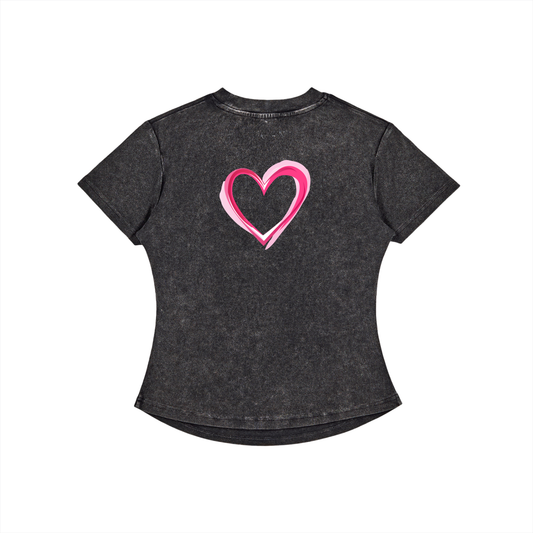 Heart Vintaged-Wash Bodycon Tee