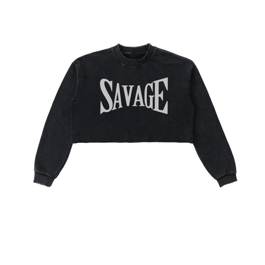 Savage Snow Washed Cropped Sweatshirt
