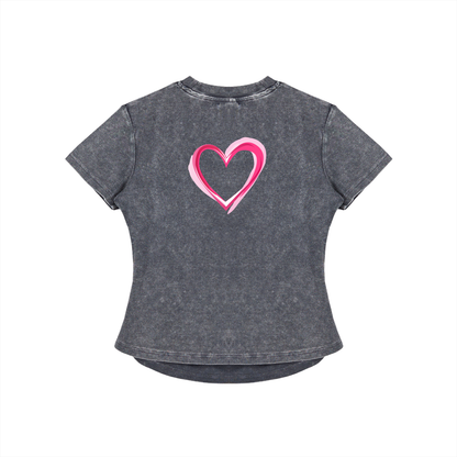 Heart Vintaged-Wash Bodycon Tee