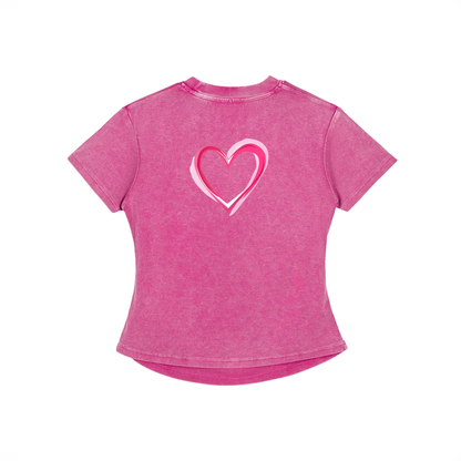 Heart Vintaged-Wash Bodycon Tee