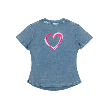 Heart Vintaged-Wash Bodycon Tee